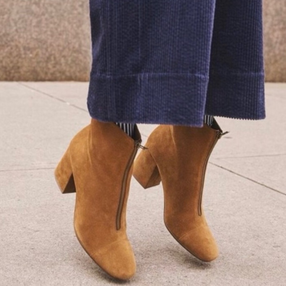 SALE NEW Madewell Amalia Zip Boot Suede Equestrian Brown ankle boots